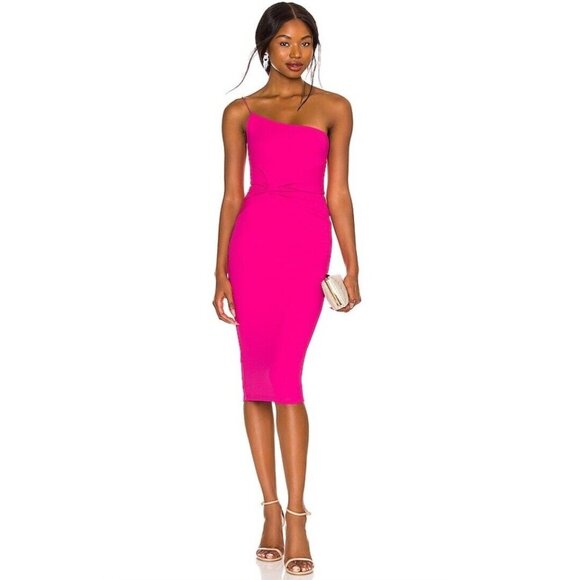 Nookie Dresses & Skirts - Nookie Lust One Shoulder Midi Dress Neon Pink